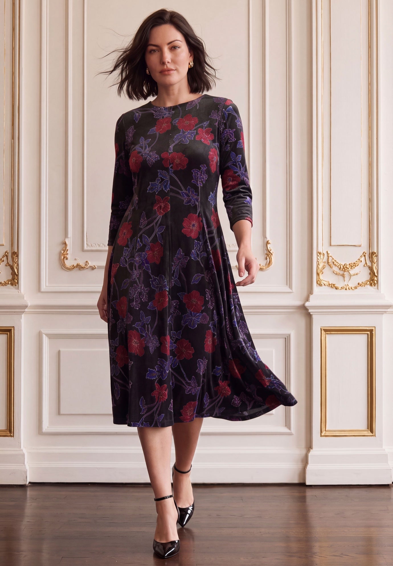 Velour Swing Drape Dress image number 0