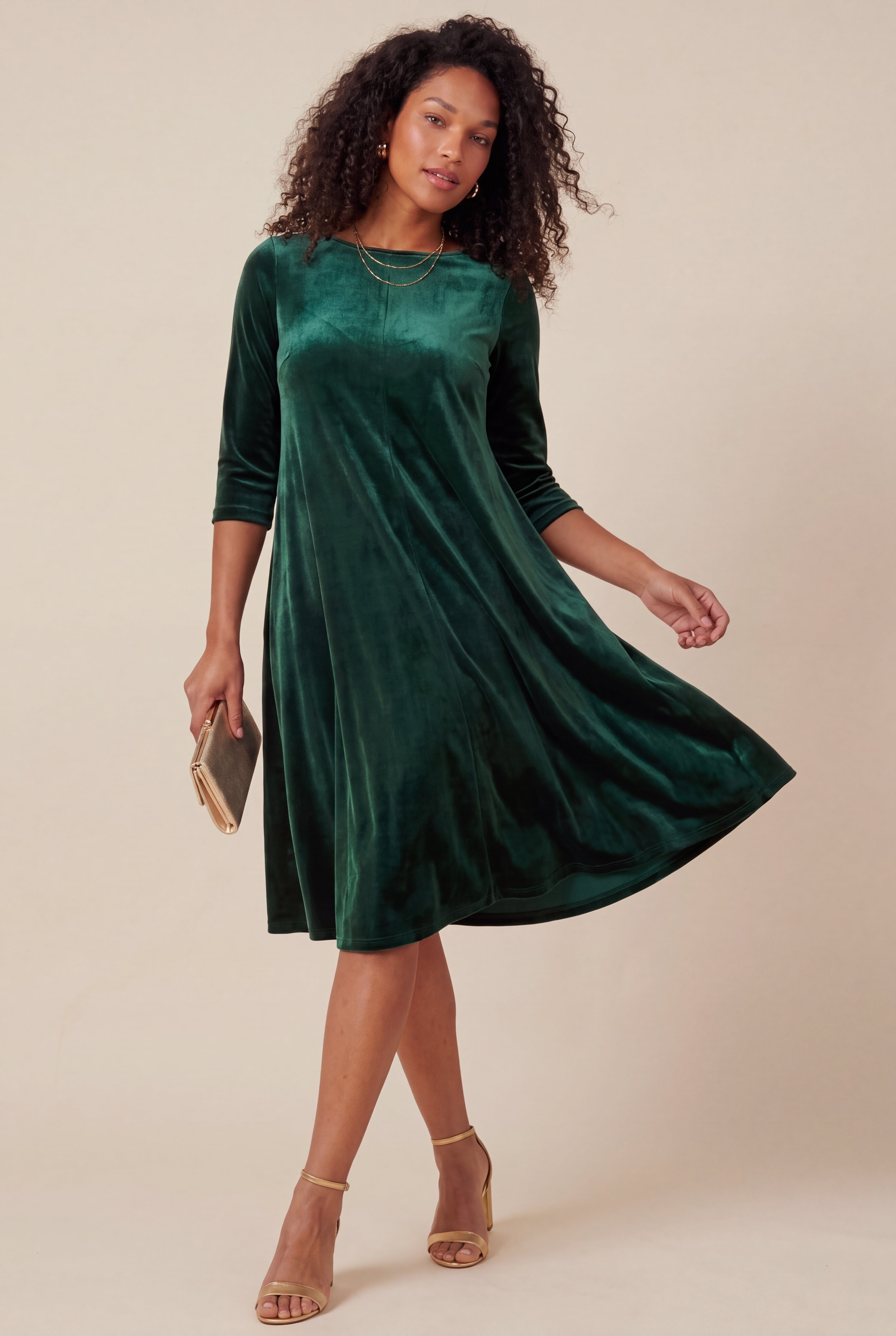 Velour Swing Drape Dress image number 0