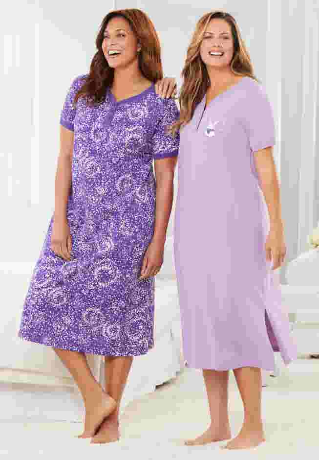 2-Pack Long Henley Sleepshirt  image number 3