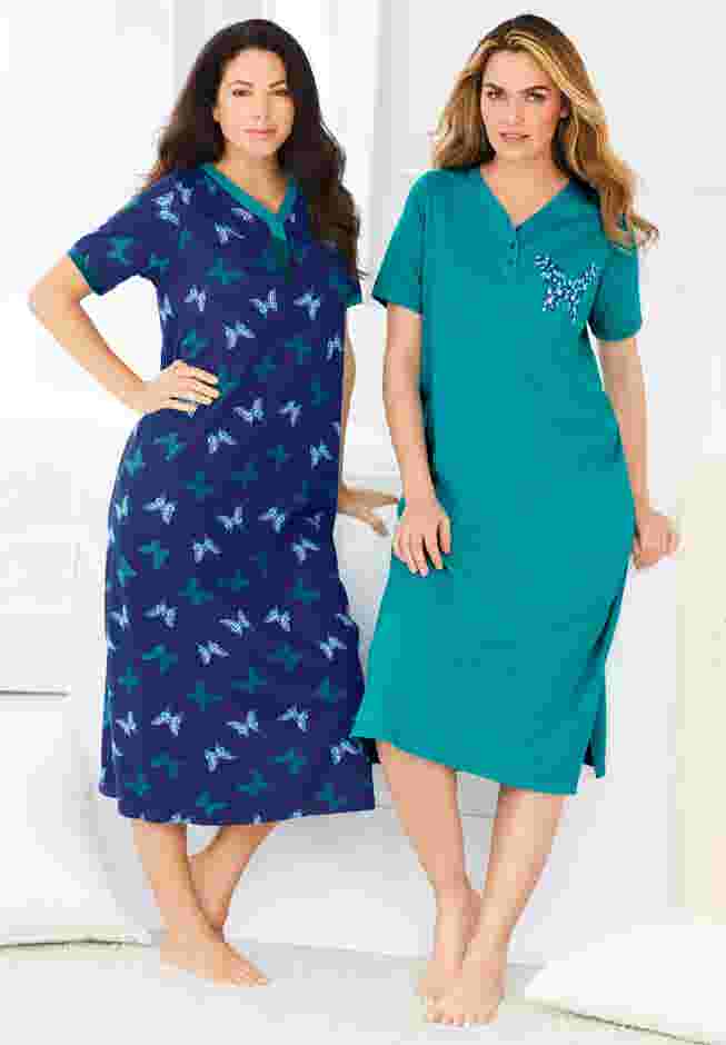 2-Pack Long Henley Sleepshirt  image number 4