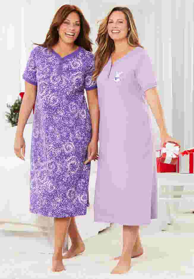 2-Pack Long Henley Sleepshirt  image number 5