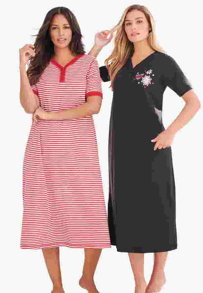 2-Pack Long Henley Sleepshirt  image number 0