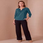 Stretch Cotton Crochet Notch Neck Tunic image number 0