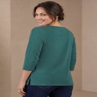 Stretch Cotton Crochet Notch Neck Tunic image number null