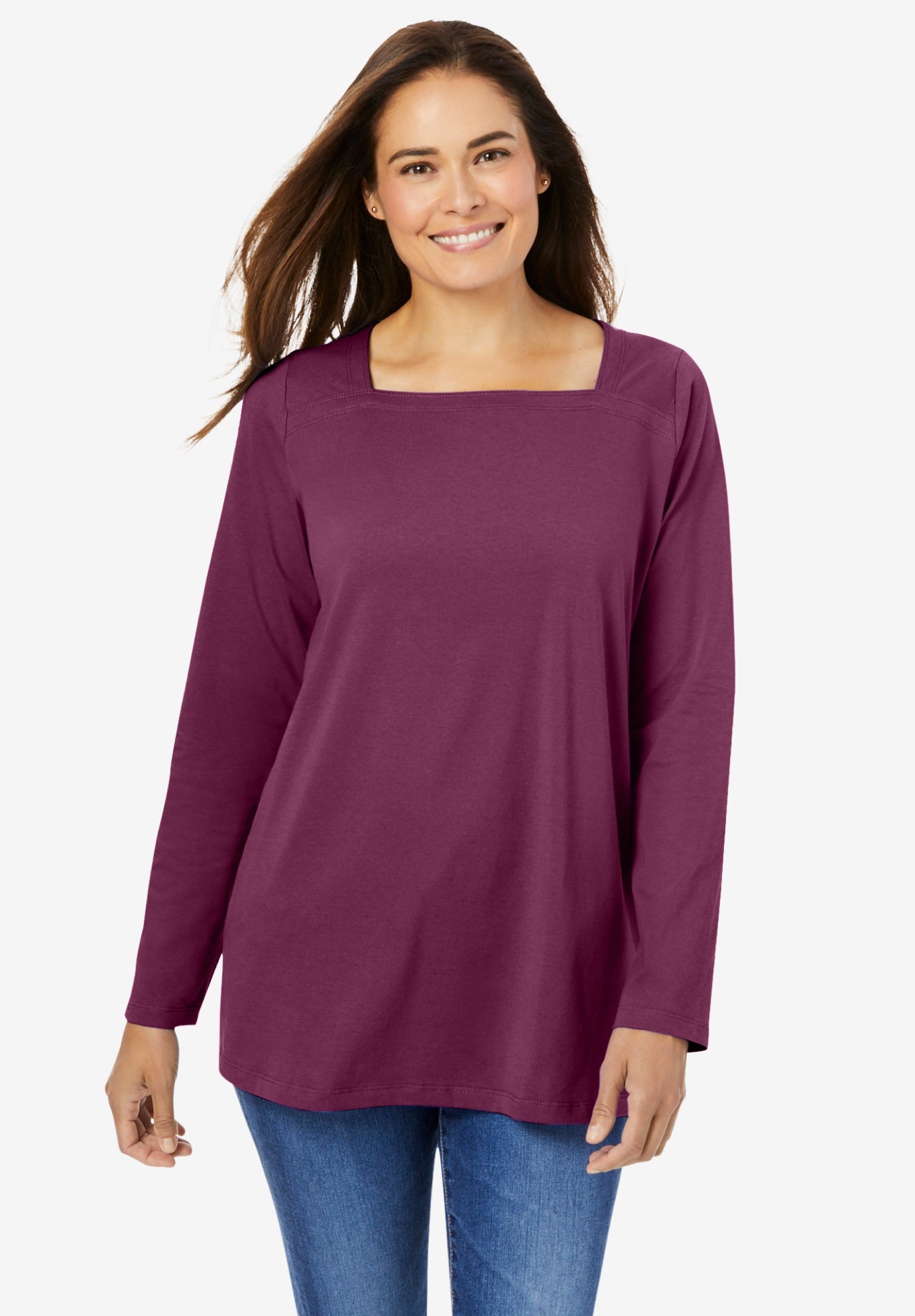 Perfect Long-Sleeve Square-Neck Tee image number 0