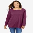 Perfect Long-Sleeve Square-Neck Tee image number null