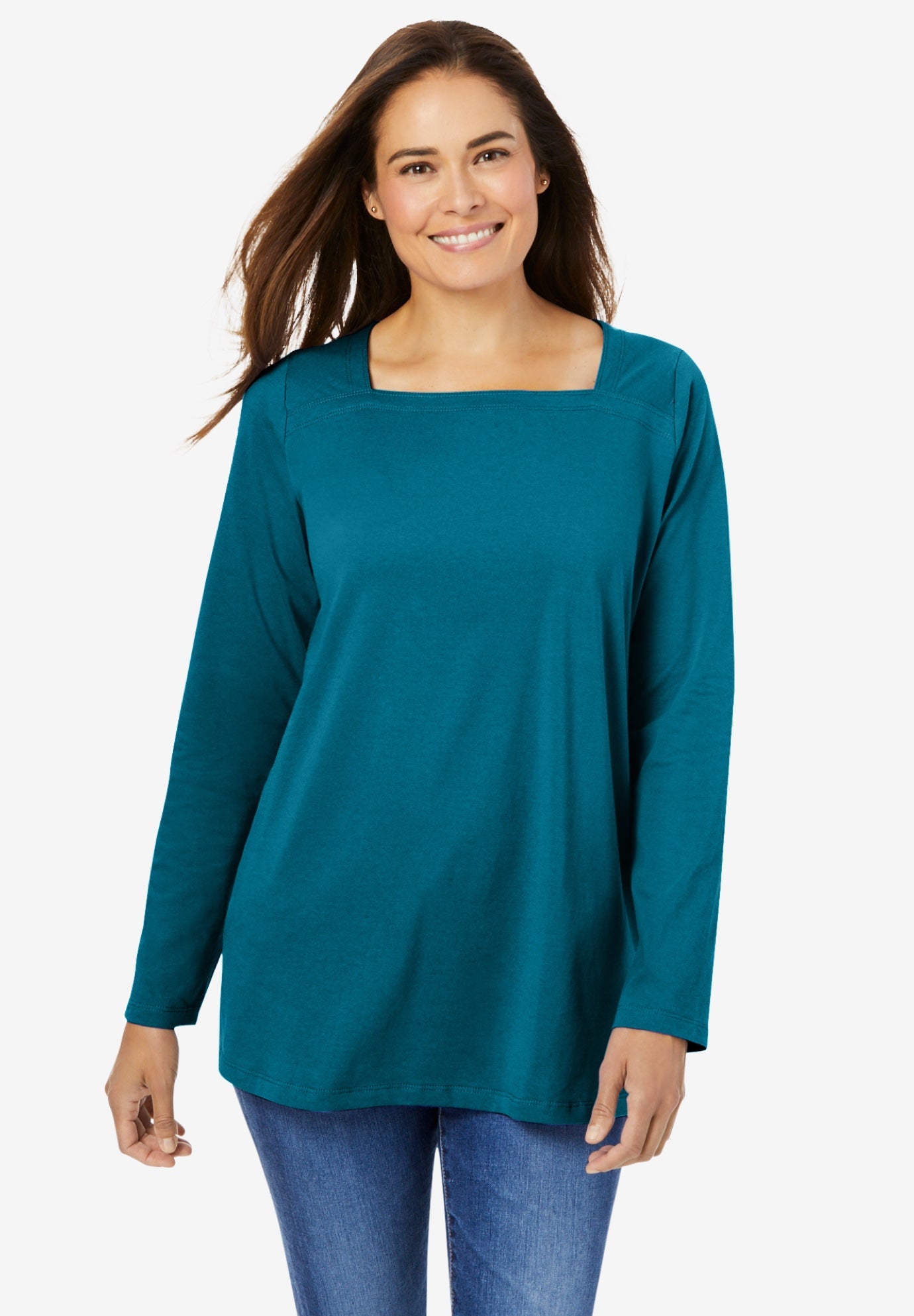 Perfect Long-Sleeve Square-Neck Tee image number 0