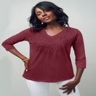 Stretch Cotton Embroidered Tee image number null