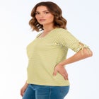 Stretch Cotton Tie Sleeve Square Neck Tee image number null