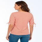 Stretch Cotton Tie Sleeve Square Neck Tee image number null