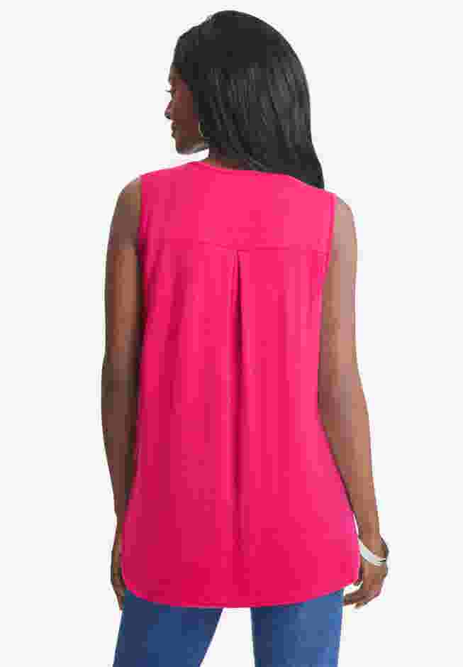 Stretch Knit Hi-Low Zip Tunic image number 1