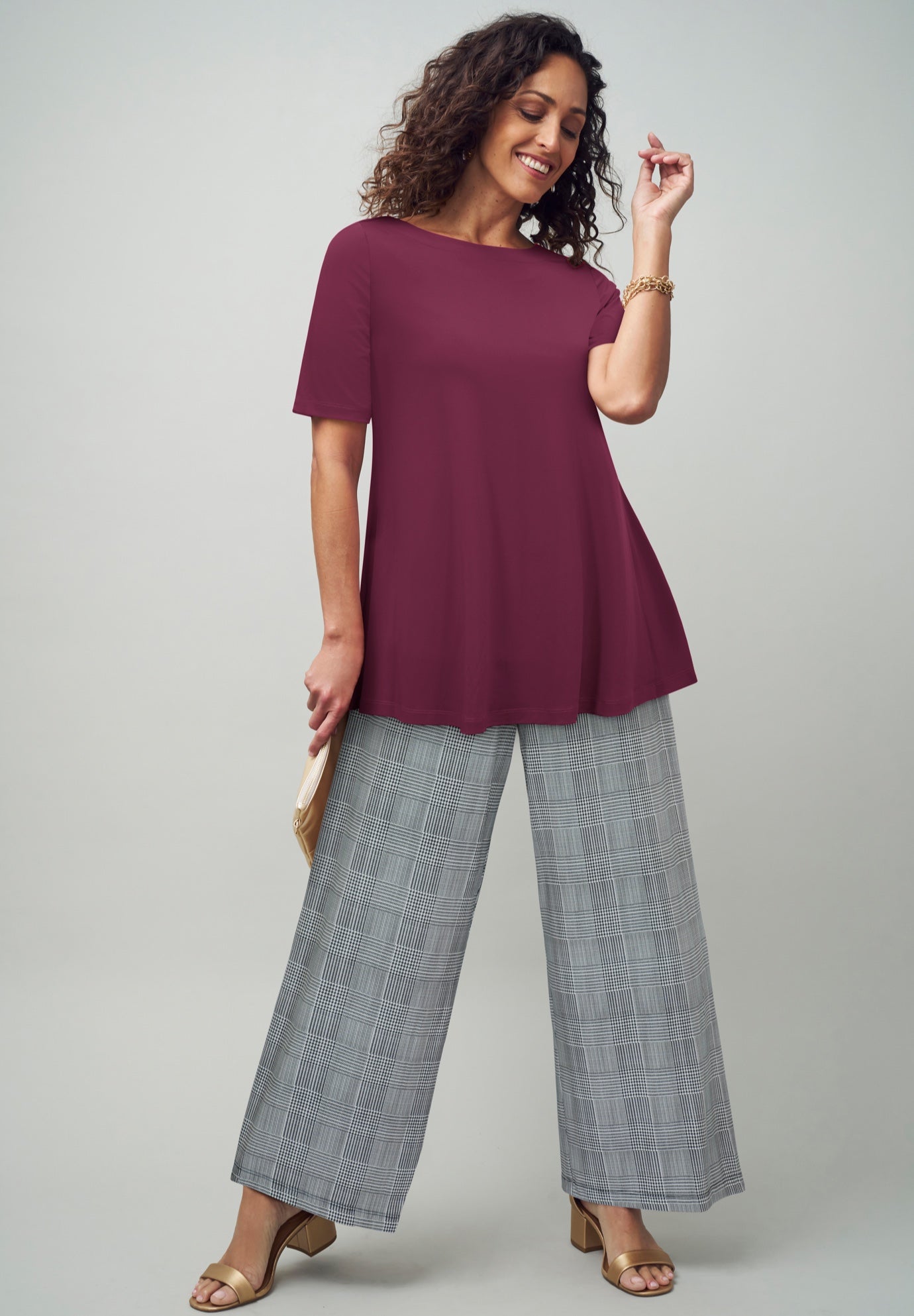 Stretch Knit Boatneck Swing Tunic image number 3