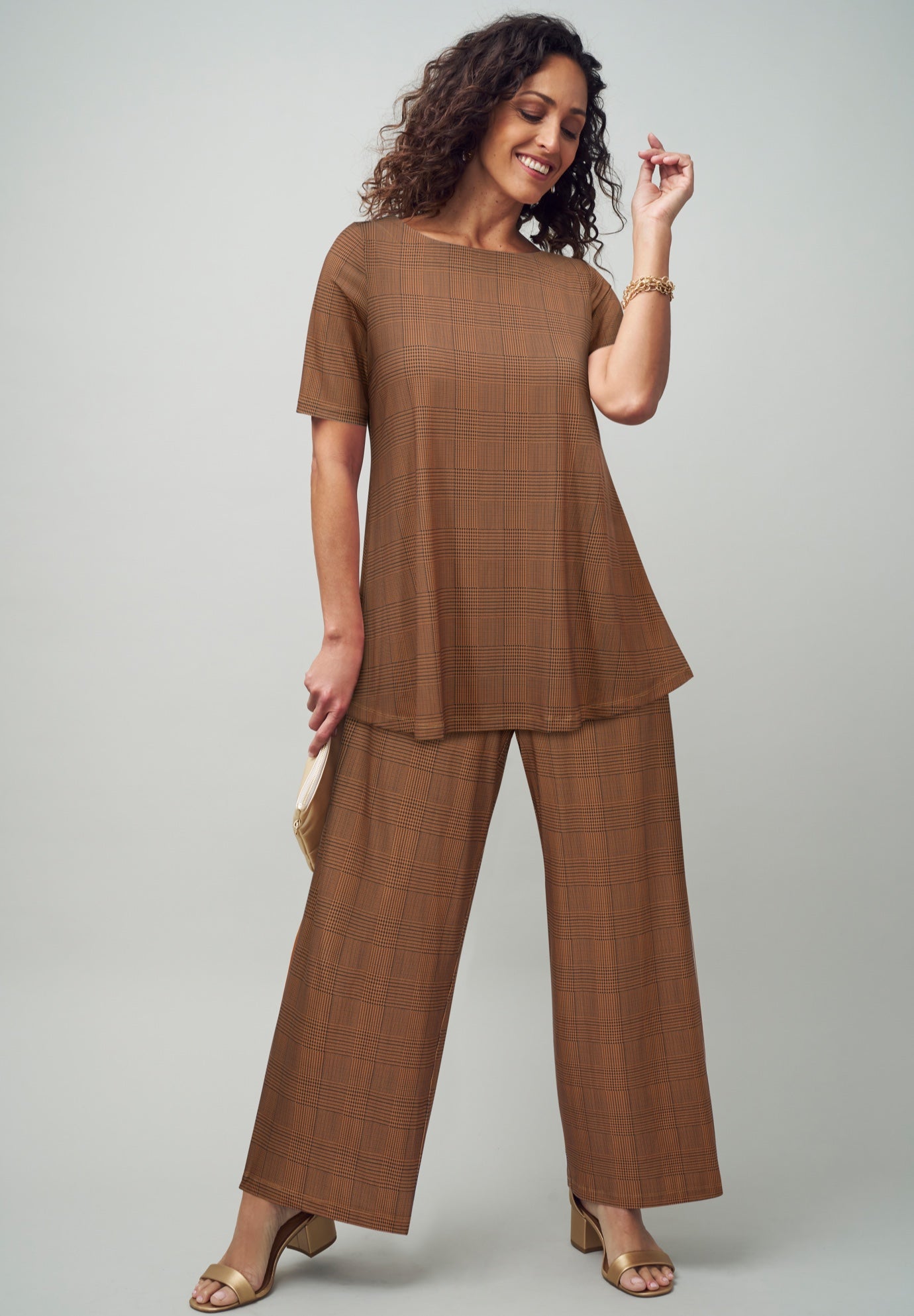 Stretch Knit Boatneck Swing Tunic image number 1