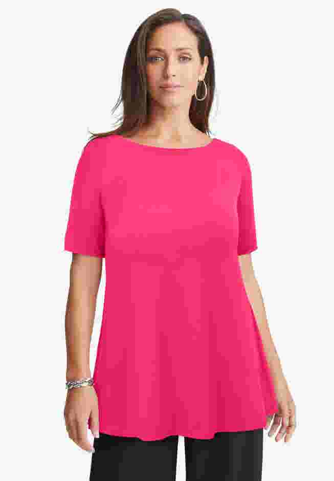 Stretch Knit Boatneck Swing Tunic image number 0