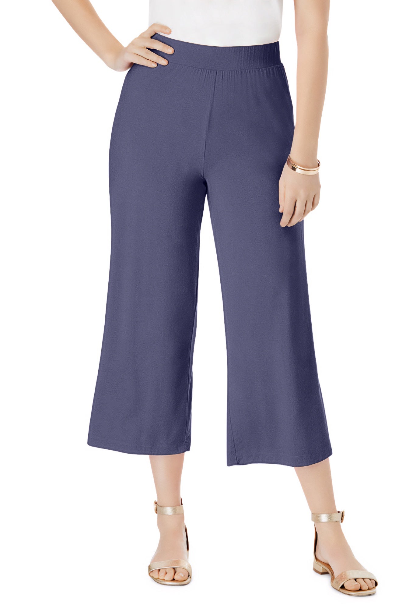 Everyday Stretch Knit Wide Leg Crop Pant image number 0