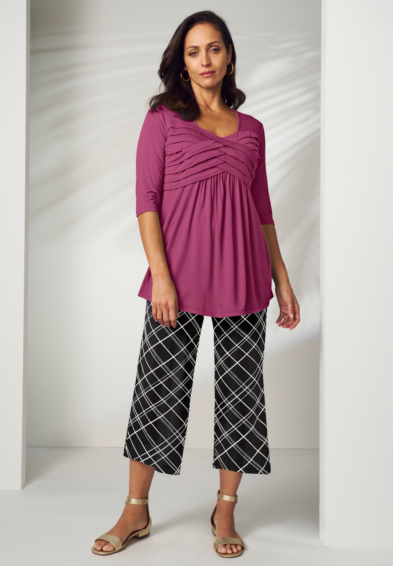 Everyday Stretch Knit Wide Leg Crop Pant image number 0