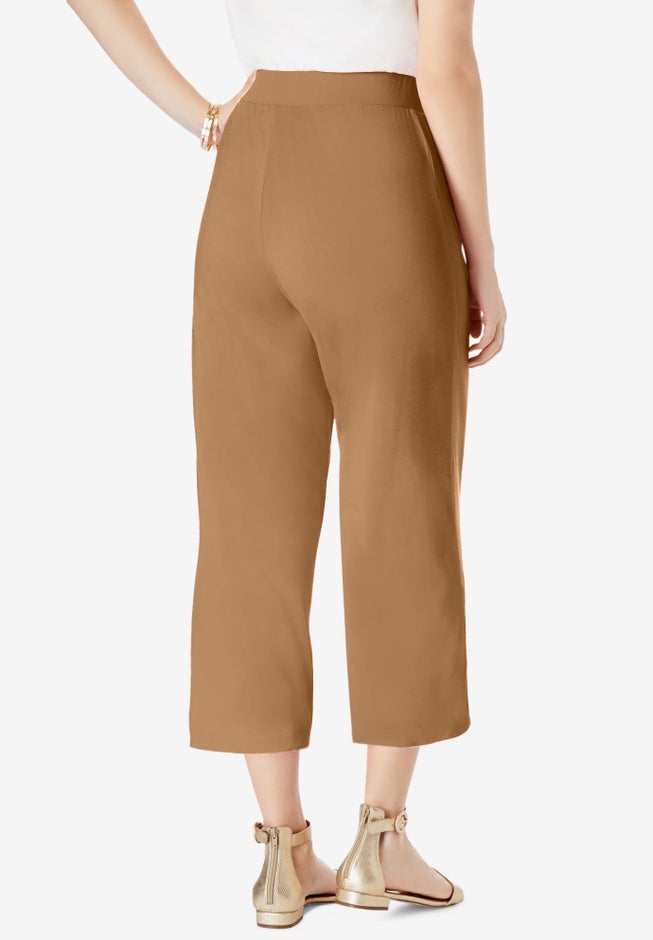 Everyday Stretch Knit Wide Leg Crop Pant image number 2