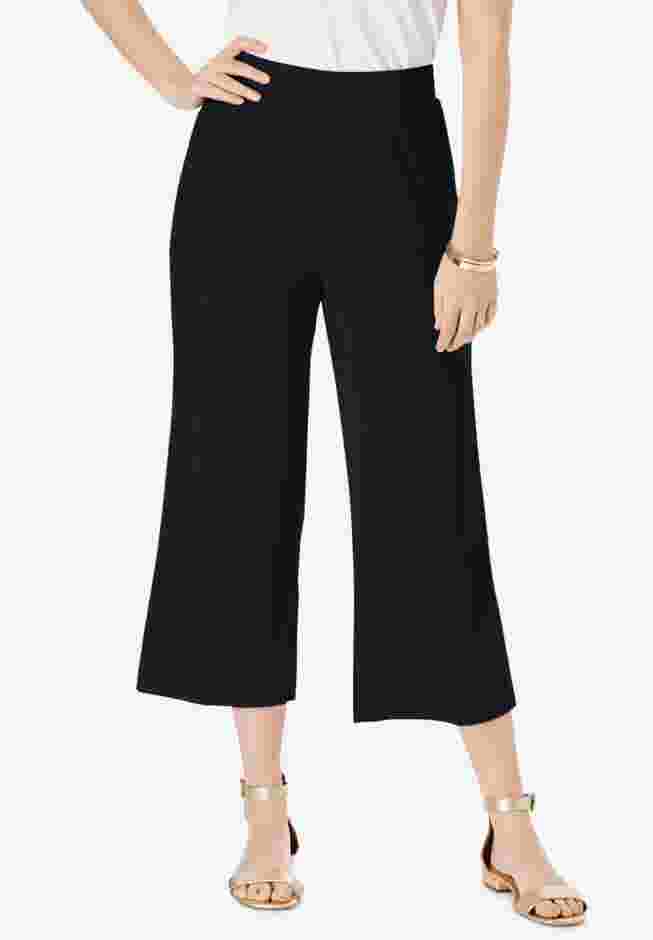 Everyday Stretch Knit Wide Leg Crop Pant image number 0