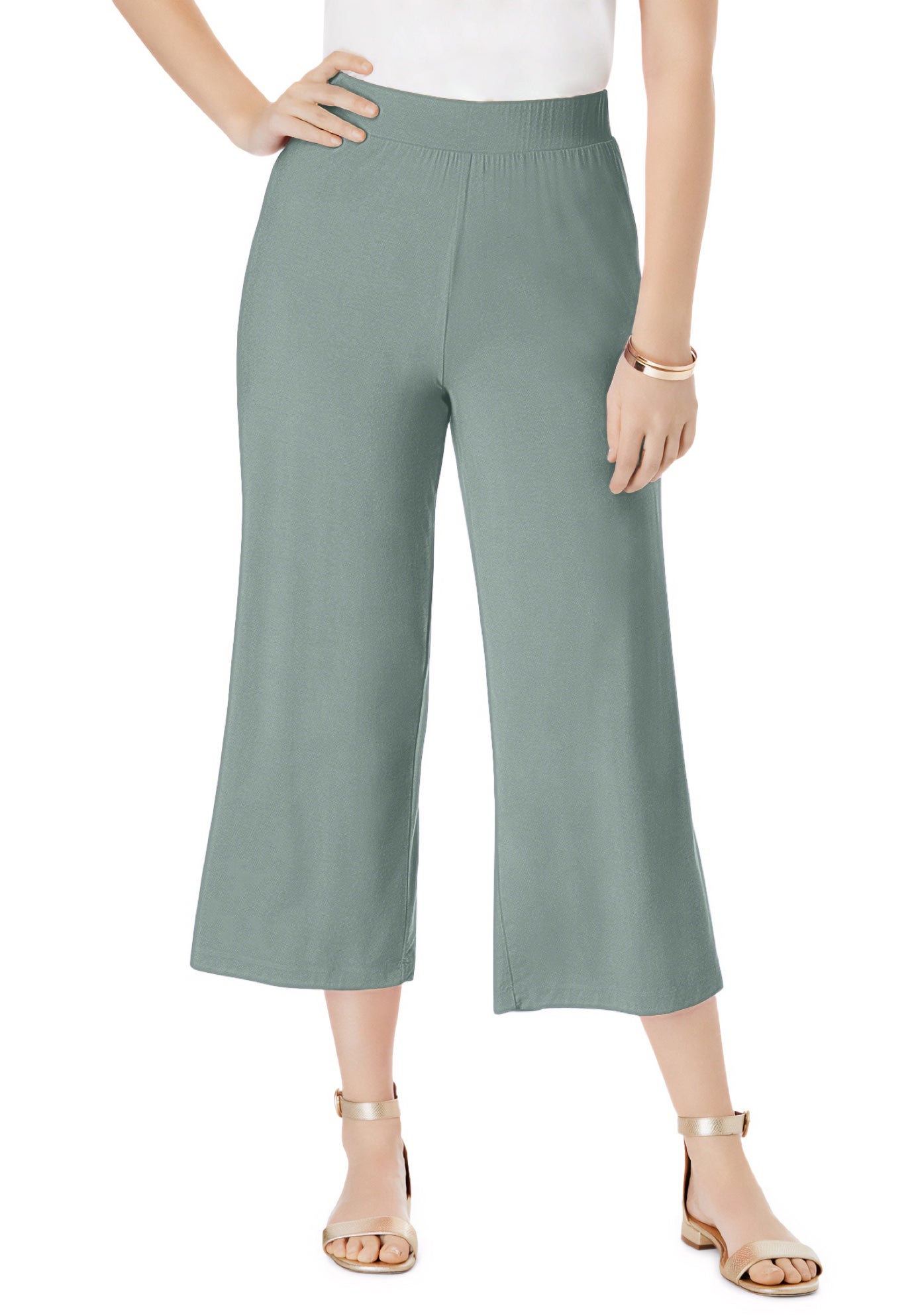 Everyday Stretch Knit Wide Leg Crop Pant image number 0