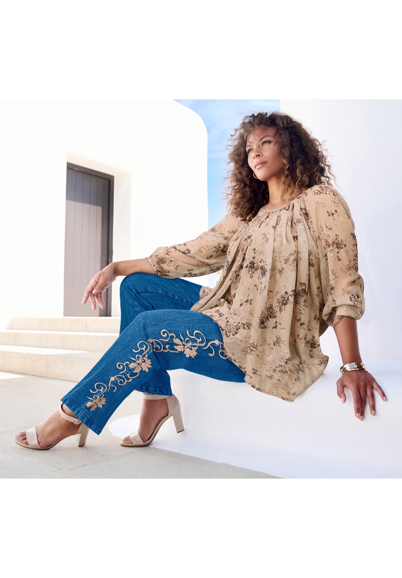 Blouson Sleeve Overlay Blouse image number 1