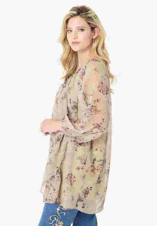 Blouson Sleeve Overlay Blouse image number 3