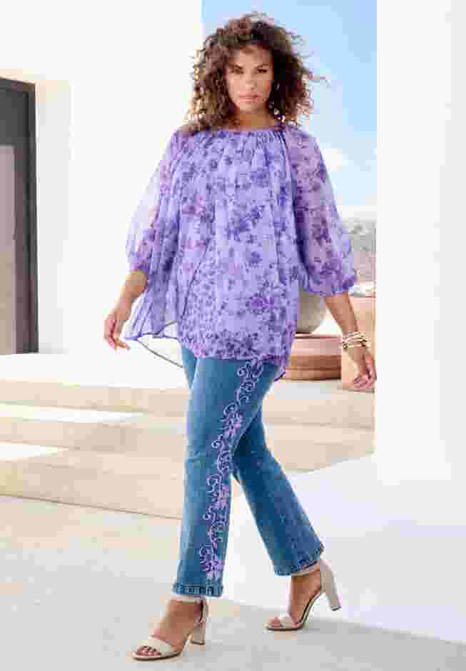 Blouson Sleeve Overlay Blouse image number 4