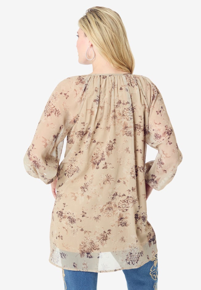 Blouson Sleeve Overlay Blouse image number 1