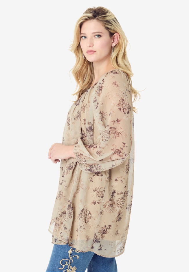 Blouson Sleeve Overlay Blouse image number 2