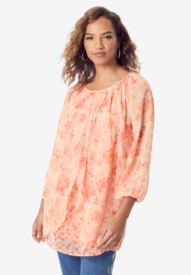 Blouson Sleeve Overlay Blouse image number 0