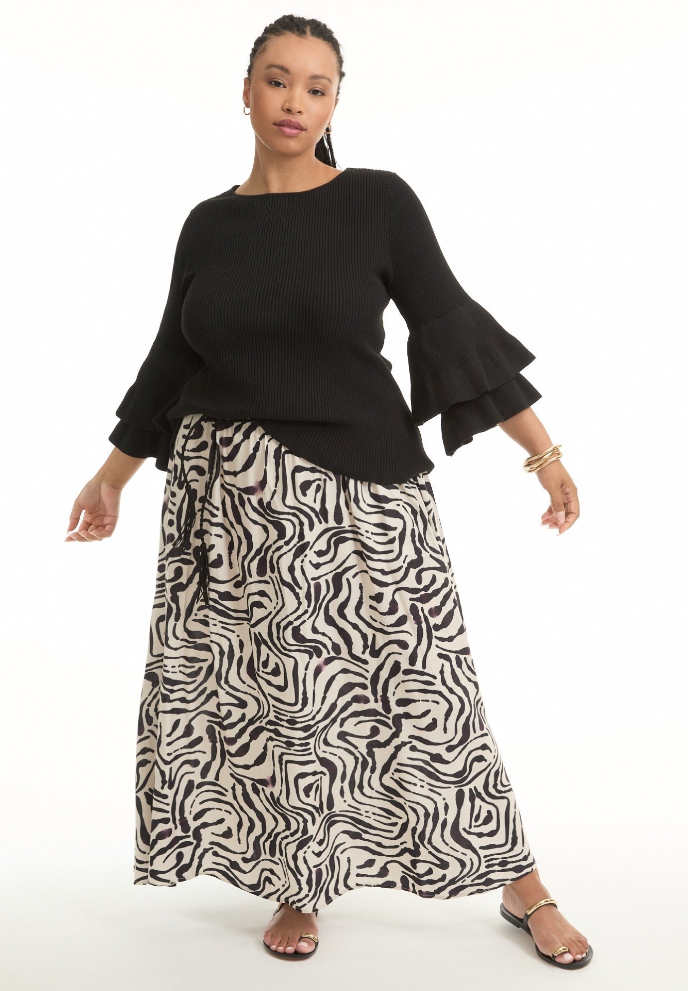 Ruffled Long-Sleeve Sweater image number 0