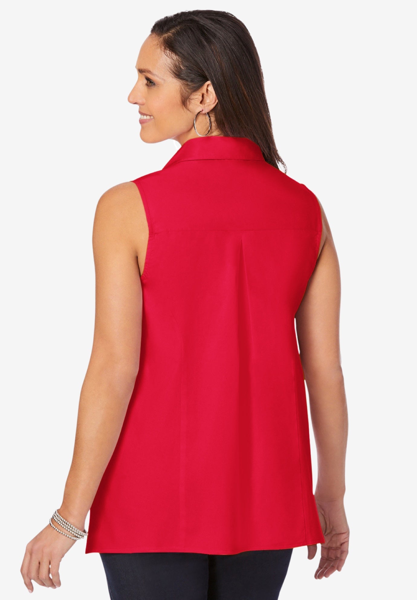 Stretch Cotton Poplin Sleeveless Shirt image number 1