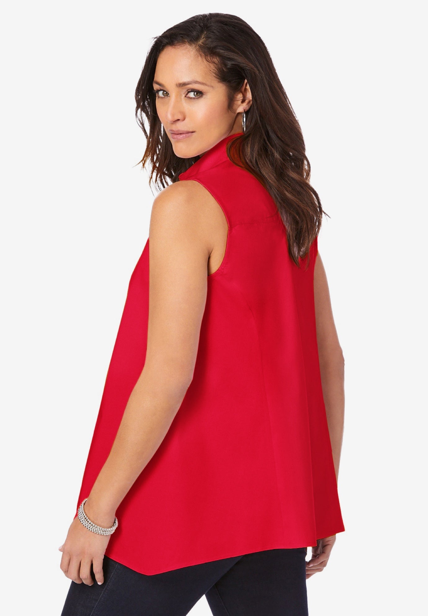 Stretch Cotton Poplin Sleeveless Shirt image number 2