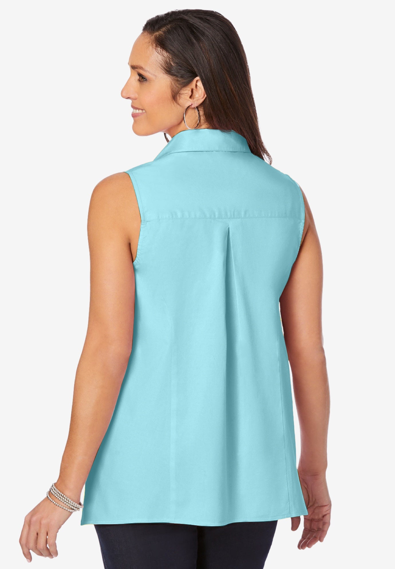 Stretch Cotton Poplin Sleeveless Shirt image number 1