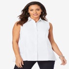 Stretch Cotton Poplin Sleeveless Shirt image number null