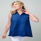 Stretch Cotton Poplin Sleeveless Shirt image number null