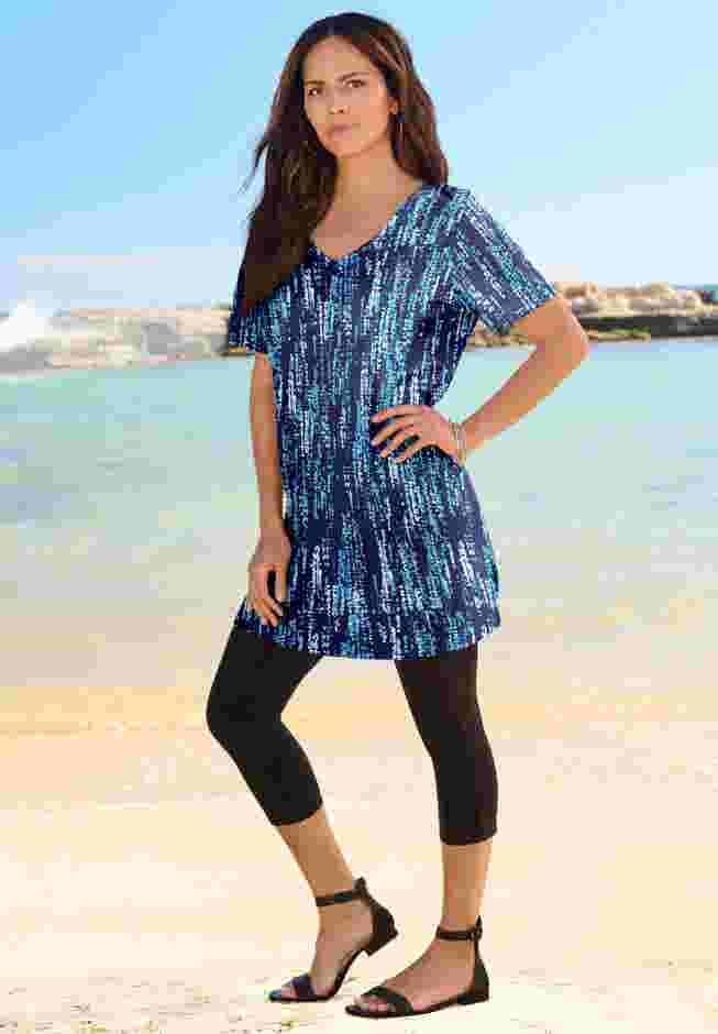 Plus Size Cotton Short Sleeve V-Neck Ultimate Tunic image number 1