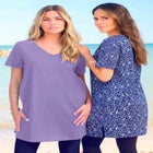 Plus Size Cotton Short Sleeve V-Neck Ultimate Tunic image number null