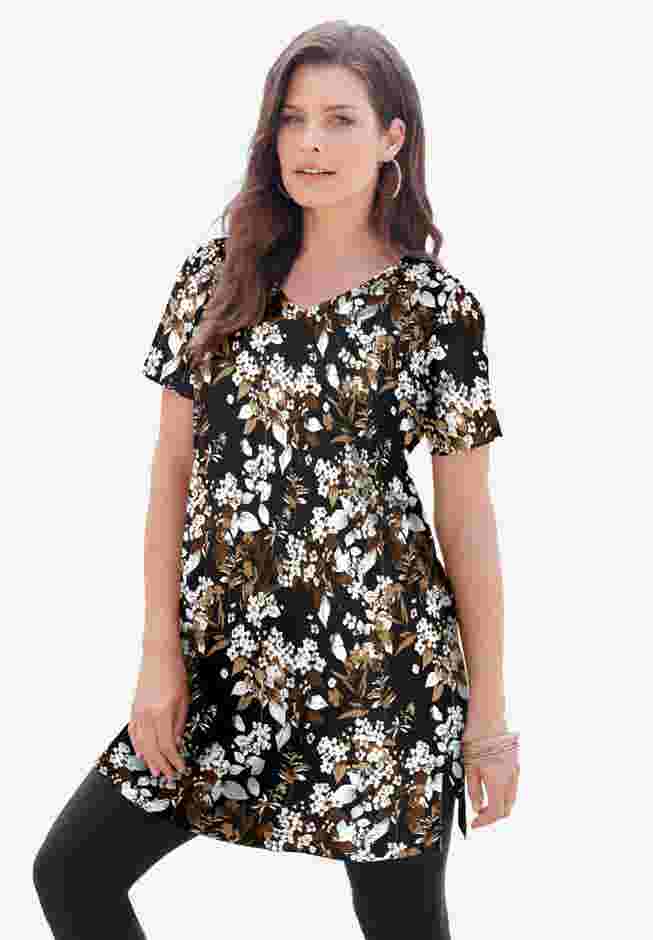 Plus Size Cotton Short Sleeve V-Neck Ultimate Tunic image number 0