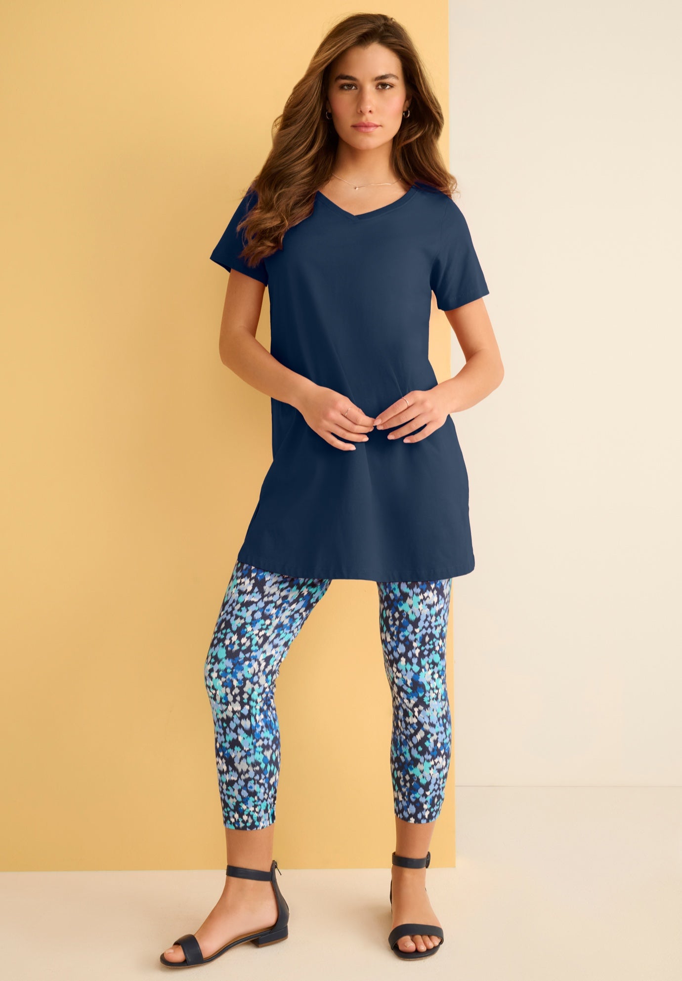 Plus Size Ultimate Cotton V-Neck Short Sleeve Tunic image number 0