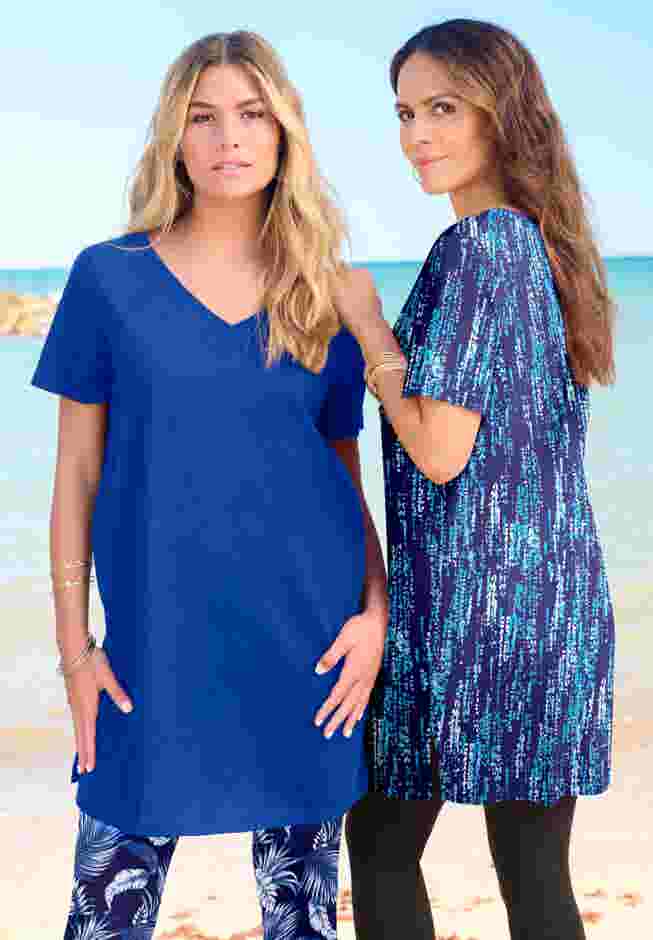 Plus Size Cotton Short Sleeve V-Neck Ultimate Tunic image number 0