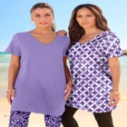 Plus Size Ultimate Cotton V-Neck Short Sleeve Tunic image number null