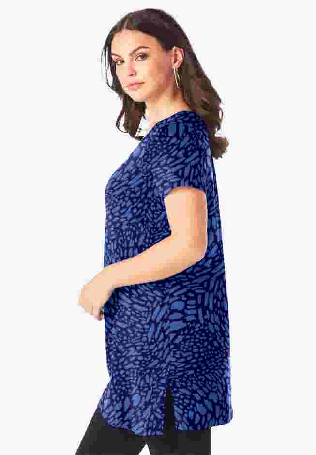 Plus Size Cotton Short Sleeve V-Neck Ultimate Tunic image number 2