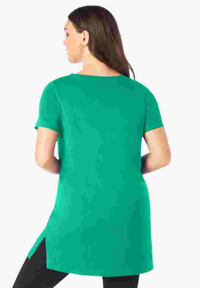 Plus Size Cotton Short Sleeve V-Neck Ultimate Tunic image number 1
