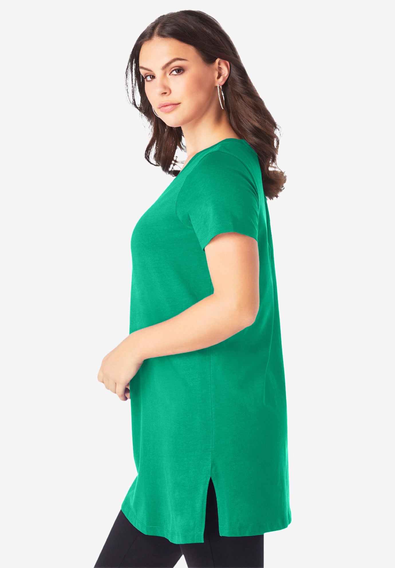 Plus Size Cotton Short Sleeve V-Neck Ultimate Tunic image number 2