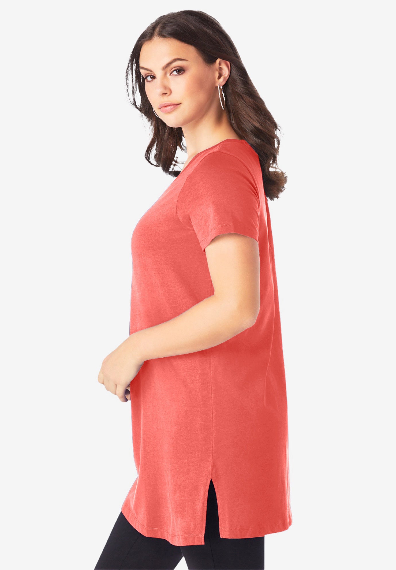 Plus Size Cotton Short Sleeve V-Neck Ultimate Tunic image number 2