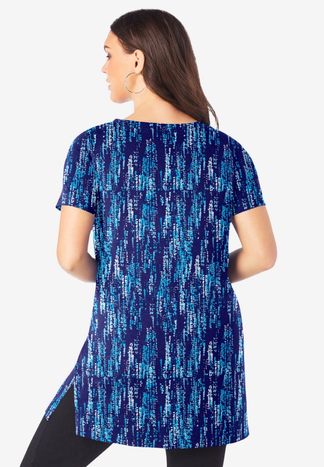 Plus Size Cotton Short Sleeve V-Neck Ultimate Tunic image number 3