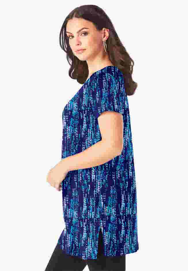 Plus Size Cotton Short Sleeve V-Neck Ultimate Tunic image number 4
