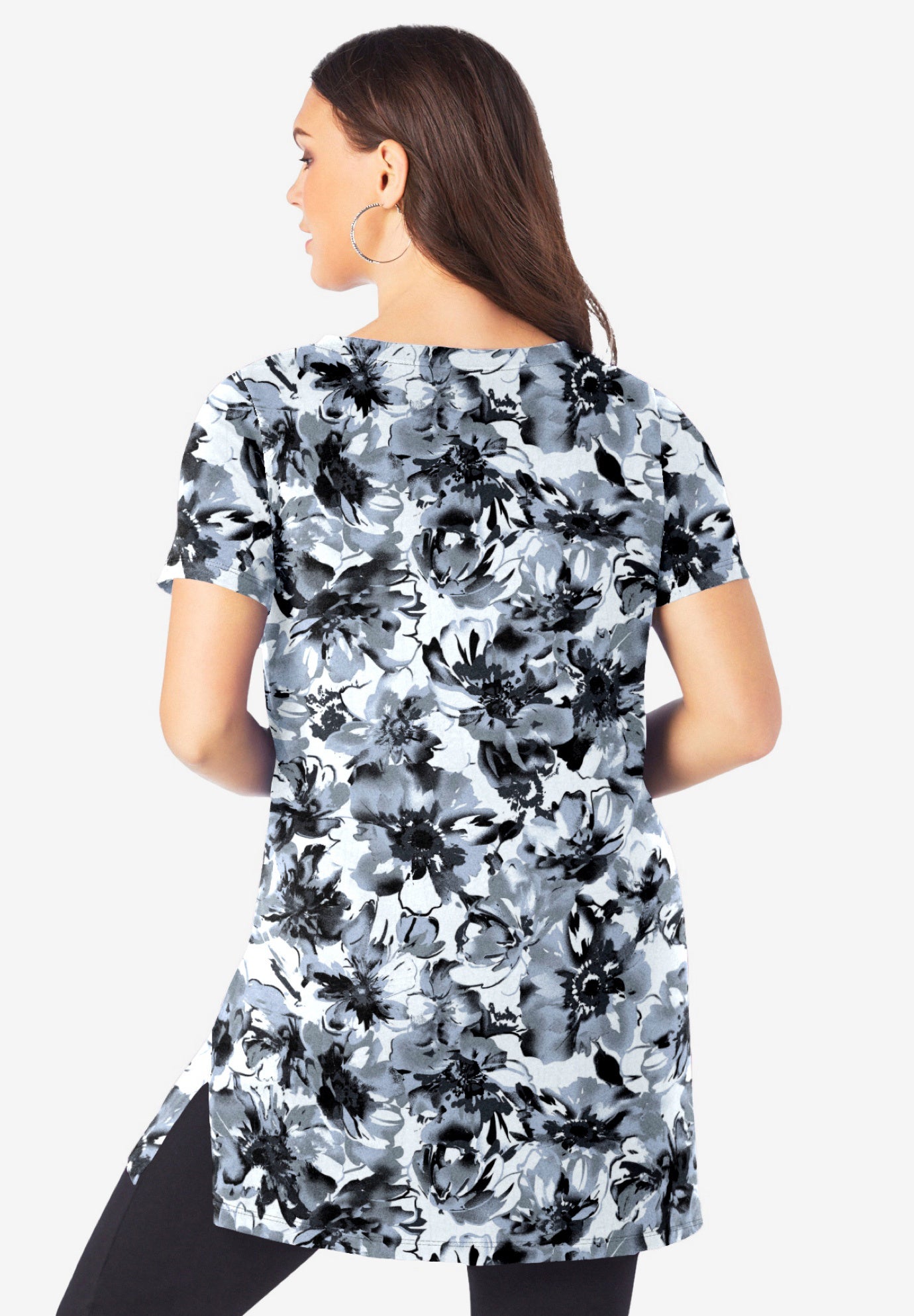 Plus Size Cotton Short Sleeve V-Neck Ultimate Tunic image number 1