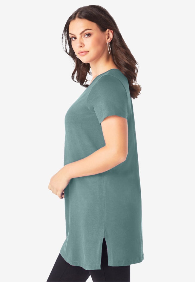 Plus Size Cotton Short Sleeve V-Neck Ultimate Tunic image number 2