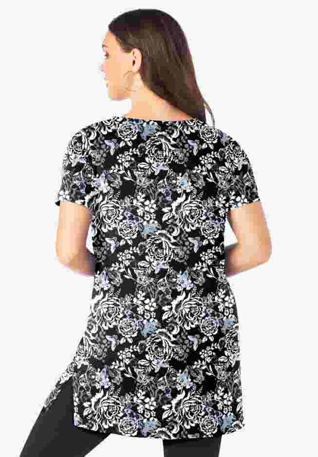 Plus Size Cotton Short Sleeve V-Neck Ultimate Tunic image number 1